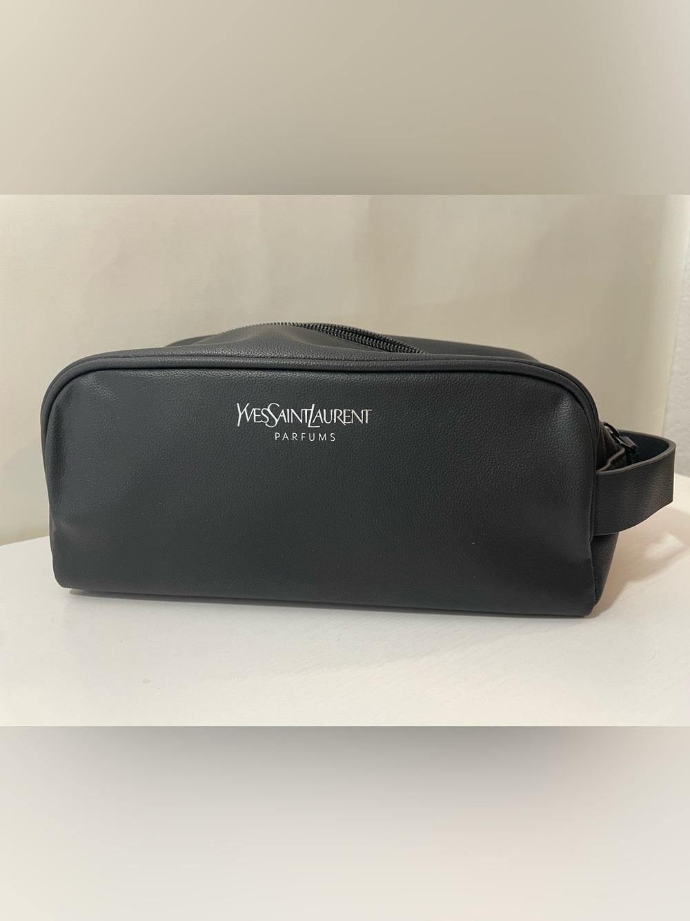 Yves Saint Laurent Black Leather Toiletry Pouch